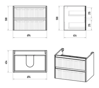 Подвесная тумба под раковину Brevita Riva 70 УТ000026197 белый